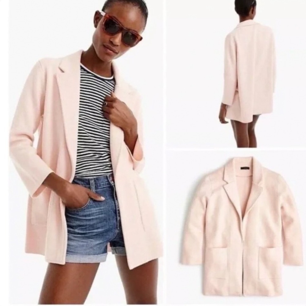 J.Crew 365 Sophie Sweater Blazer Blush Pink Cotton Merino Wool Open Front XS